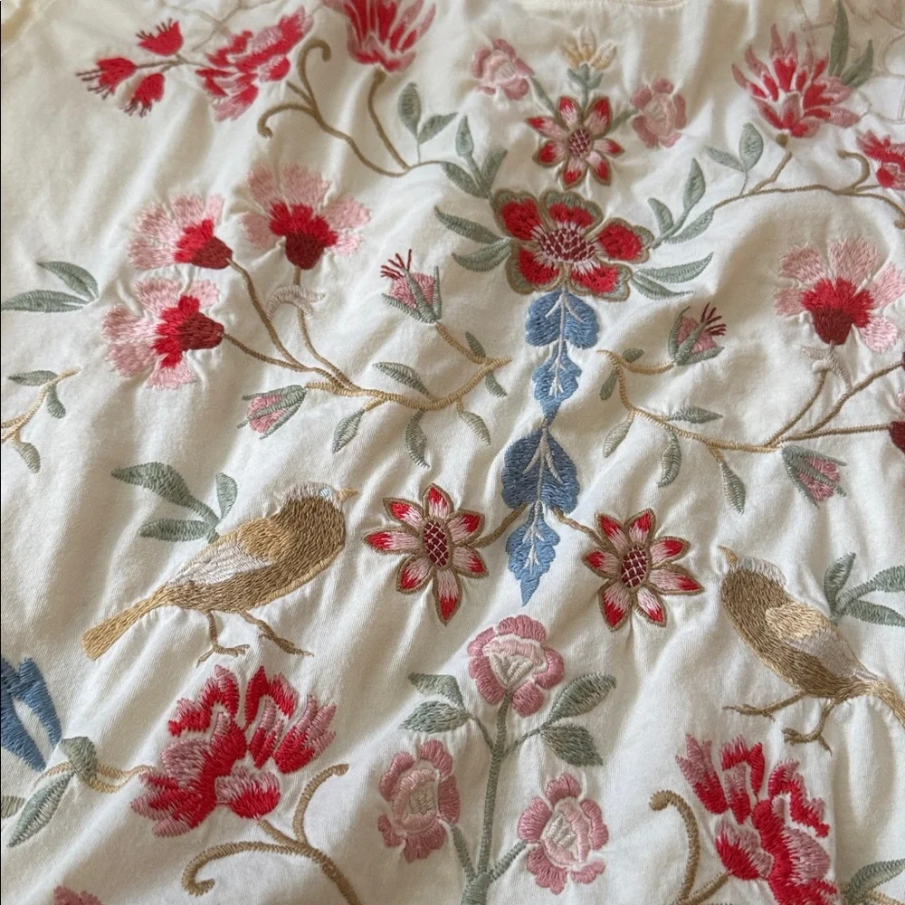 Johnny Was Clara Embroidered Floral Swing Tee